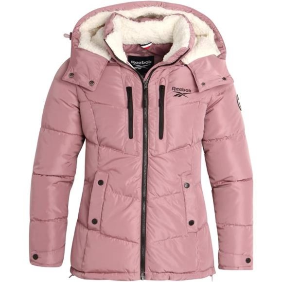 Reebok Heavyweight Quilted Puffer Parka Coat with Sherpa Lined